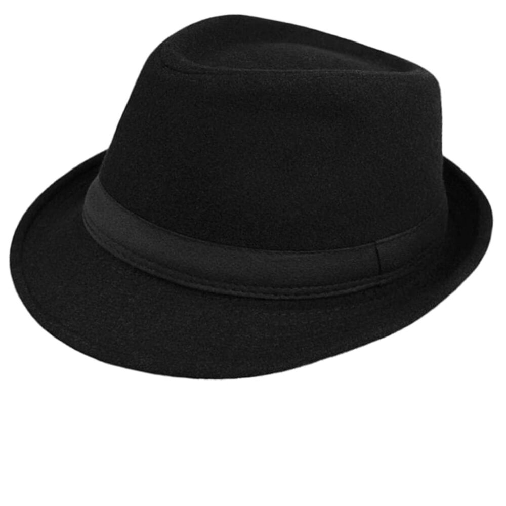 8943 1920s Felt Fedora Hat 20s Black Gangster Trilby Hats Manhattan Derby